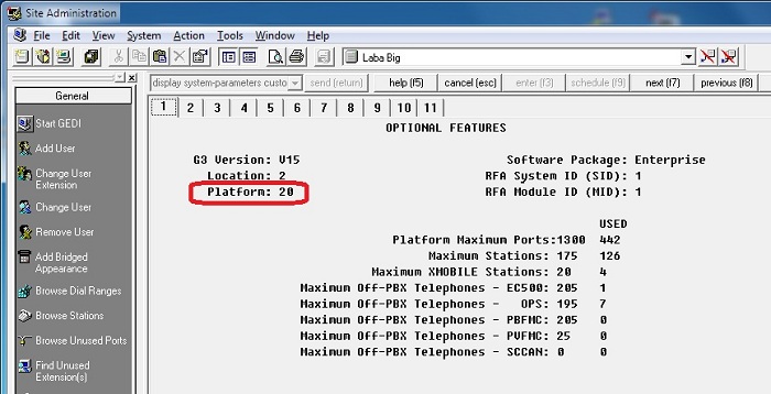 display system-parameters customer-options